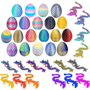 12 Pcs 3D Printed Dragon Eggs with Dragon Inside Articulated Crystal Dragon Toy Mystery Dragon Egg Prefilled Mini 3D Printed Animals Easter Basket Stuffers Fidget Toys for Kids Boys Girls Party Favorsfidget toys