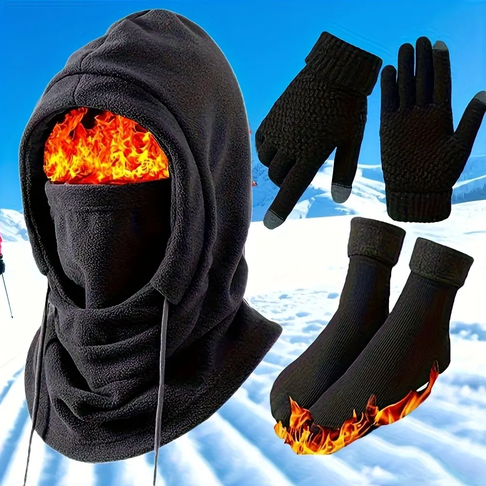 3 Piece Winter Hat Set, Includes Headband, Scarf, Gloves, Warm Socks, Fashionable Fall & Winter Accessories, Universal Style