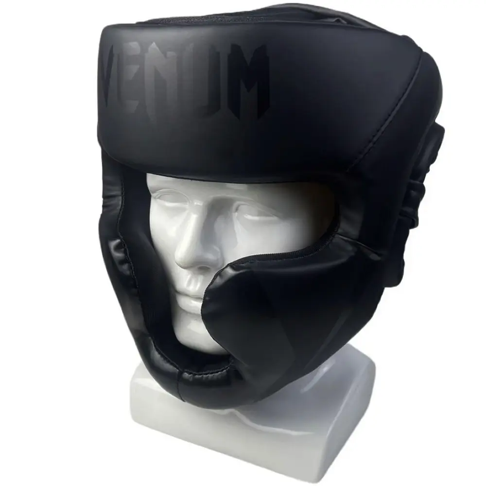 PU Leather Boxing Helmet Set, Face & Head Protection, Thickened Muay Thai Kickboxing Gear, Adult & Kids Training Headgear, Boxing Equipment