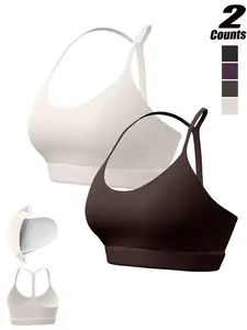 Women's High Stretch Sports Bra Set, Bare Feel Yoga Top, Detachable Pads, Comfortable Athletic Wear, Ideal for Gym & Daily Use