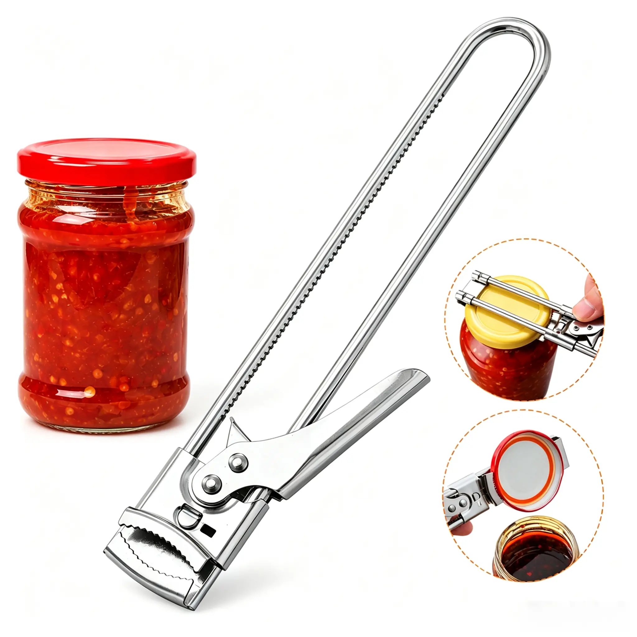 Jar Opener for Weak Hands, Multifunctional Adjustable Can Opener, Stainless Steel Jar Lid Opener Bottle Opener Tool for Seniors with Arthritis, Manual Jar Gripper for Kitchen-YY1