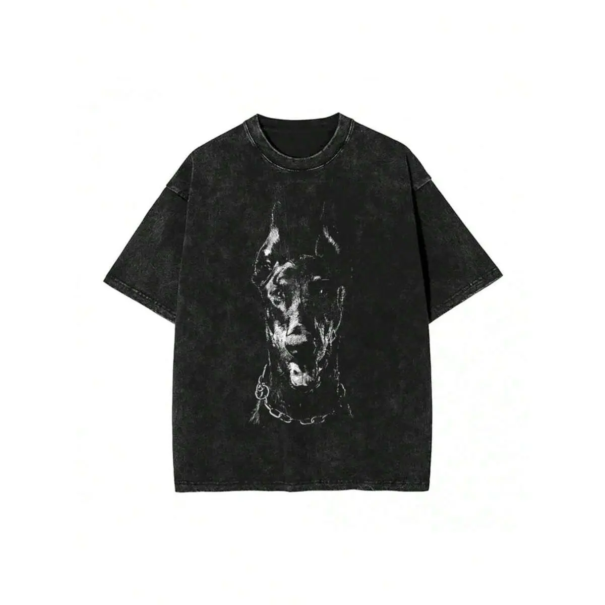 1pcsMen'S Heavyweight 230g Vintage Washed T-Shirt - Doberman Dog Graphic Tee, Soft Distressed Texture Streetwear Top For Casual Everyday & Formal Outfits - Machine Washable Loose Fit Shirt180g100% ,T-Shirt,Summer,Spring Tops,God And Jesus