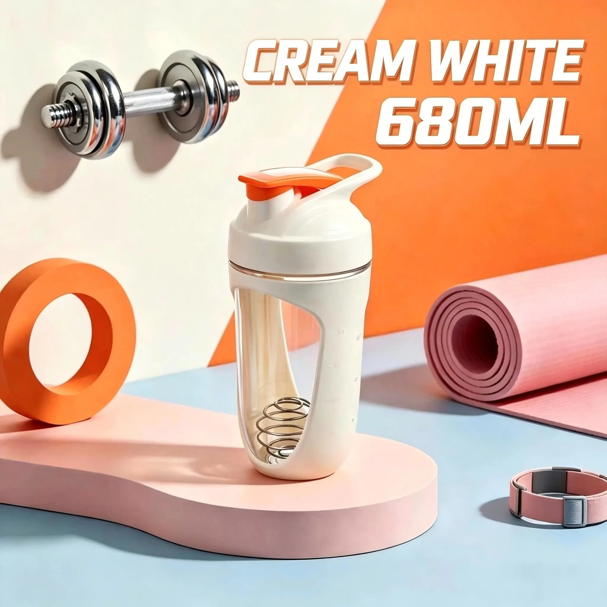 2026 New Food Grade PP Material High-End Fashion Portable Double-Layer Thick Protein Shake Shaker Cup, Ideal for Sports, Home Use, Camping, Protein Shaker Bottle