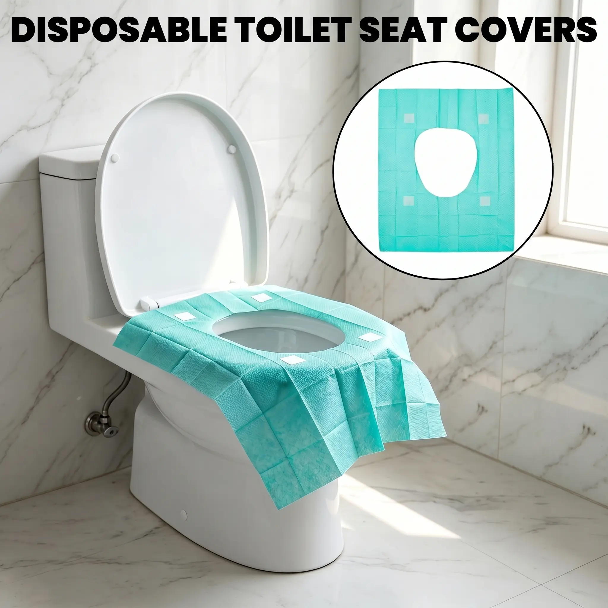 Disposable Toilet Seat Covers, Waterproof Double Layer Non-Slip Adhesive Large Coverage Toilet Liners for Travel Moms Kids Pregnant Women, Portable Hygiene Public Restroom Accessories-YY0