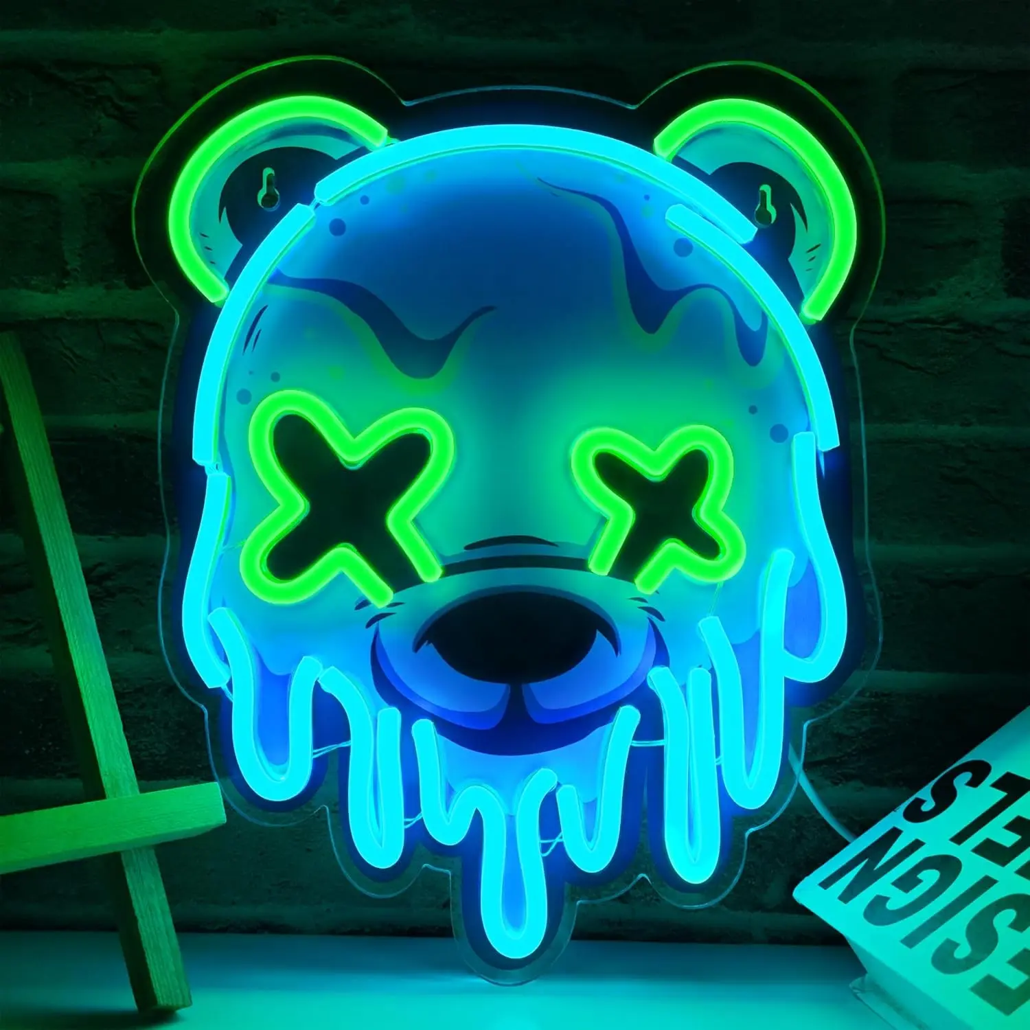 Ice Bear Neon Sign, Cool LED Wall Decor Light, USB Powered, Adjustable Brightness, Anime Bear LED Lamp, Bedroom, Bar, Party, Unique Gift