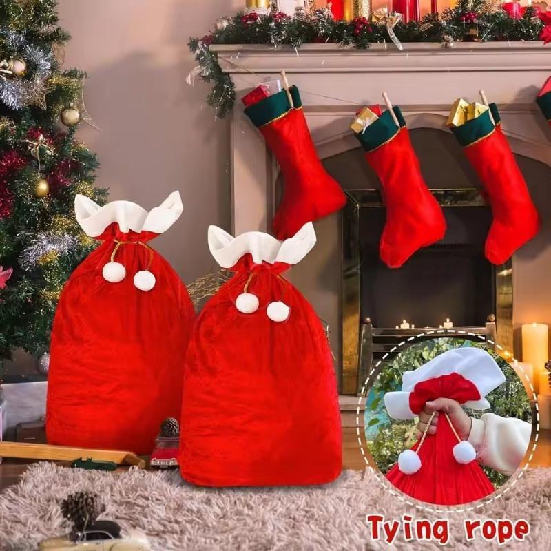 50/100x70cm Santa Claus Christmas Sack Bag Drawstring Bag, Costume Sacks for Presents, Kids Stocking Stuffer, Bags for Gifts