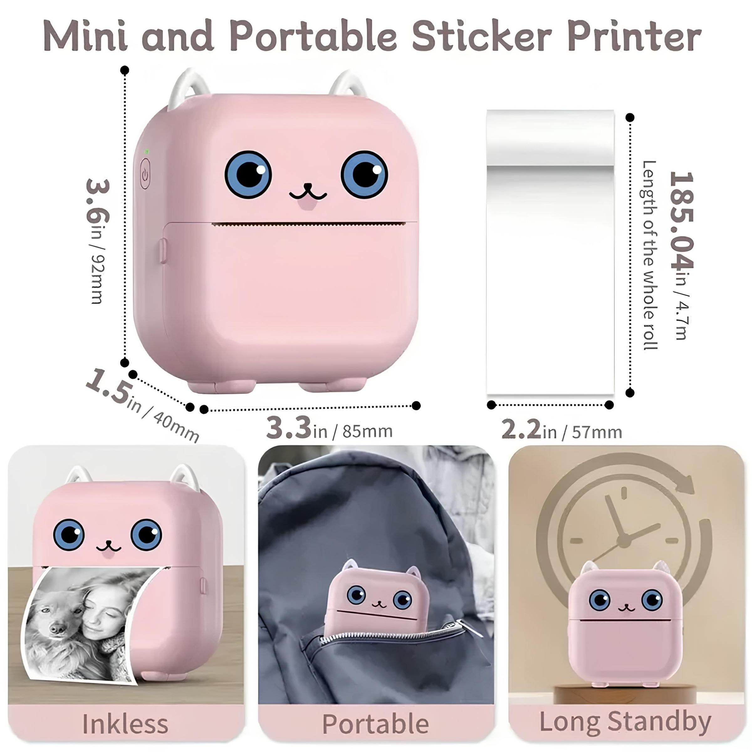 Portable Mini Printer, 1 Box Portable Photo Printer with Print Paper & Photo Sticker & Photo Corner Sticker, Bluetooth-compatible Label Printer for iOS & Android, Portable Handheld Printer