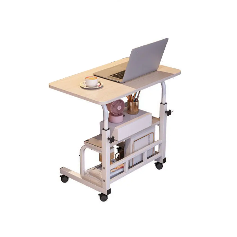 Adjustable Height Mobile Standing Desk with Wheels - Portable Rolling Computer Table with Storage Shelves, Screws, Toolkit for Home Office, Small Spaces, Desk for Bedroom to Support Good Posture
