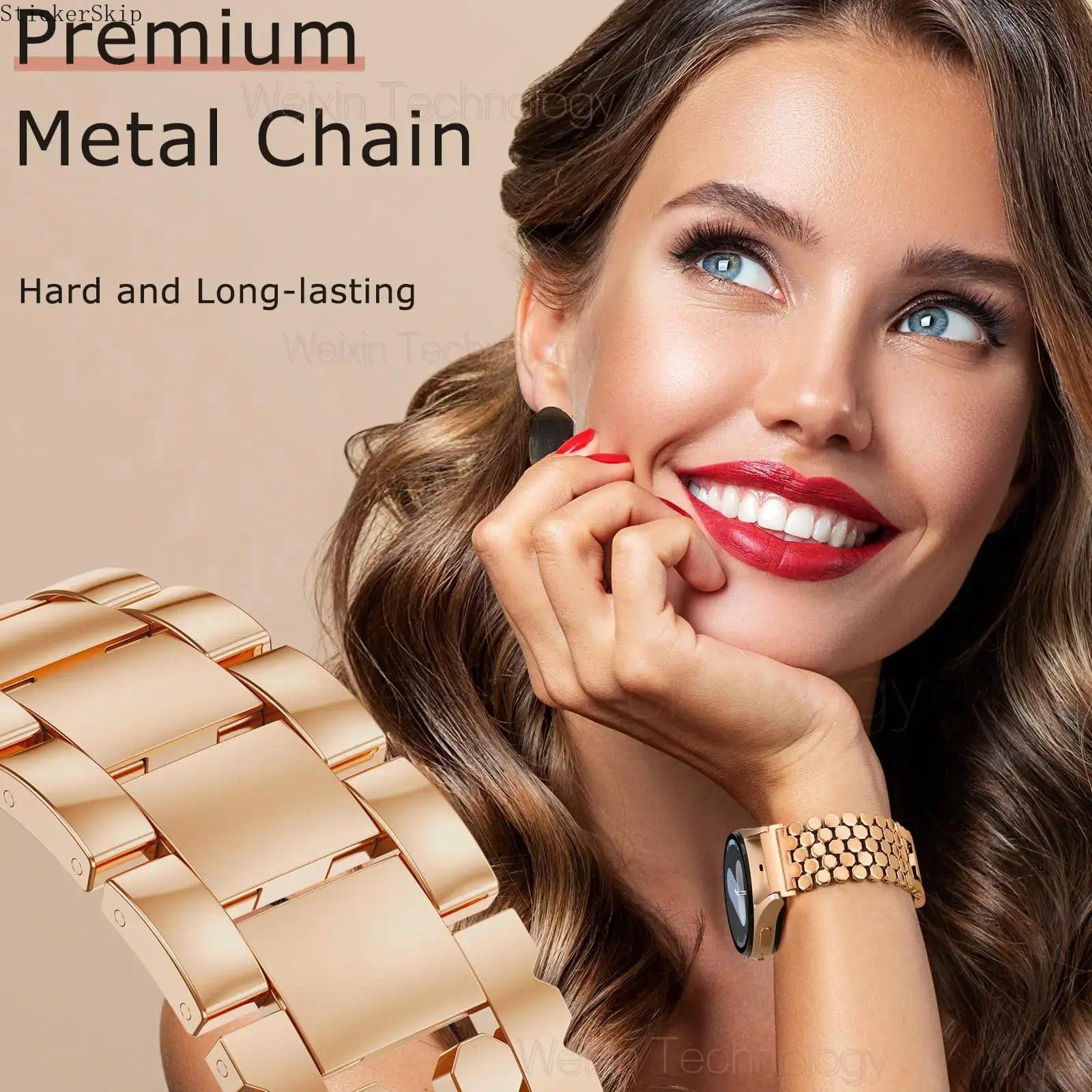 2026 NEW Luxury metal strap, Smart watch strap, compatible with Samsung Galaxy Watch 7 6 5 4 FE 40mm 44mm/Watch 6 Classic 43mm 47mm/Watch 5 Pro 45mm, 20mm metal gold chain honeycomb luxury chain bracelet strap tool free for men and women 2026 NEW Luxury metal strap, Smart watch strap, compatible with Samsung Galaxy Watch 7 6 5 4 FE 40mm 44mm/Watch 6 Classic 43mm 47mm/Watch 5 Pro 45mm, 20mm metal gold chain honeycomb luxury chain bracelet strap tool free for men and women