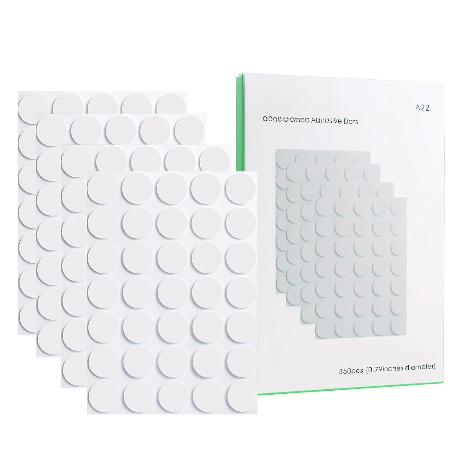 350 count Clear Double Sided Sticky Dots - (.79 inch Diameter) Removable Adhesive Glue Dots for Crafts, Balloons, and Wall Decor - No-Mess Sticky Tack Putty for Posters, Photos, Party Decorations