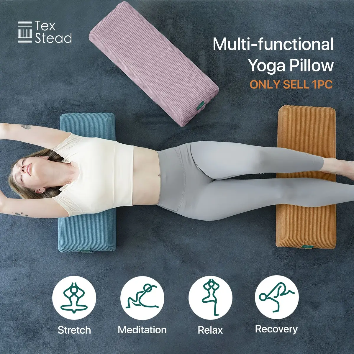 Yoga Support Pillow with Handle, Rectangular Cushion, Detachable Cover, Lightweight and Durable, Home or Studio Use, Multiple Colors Available, Yoga Equipment, Yoga Accessories, Yoga Sit