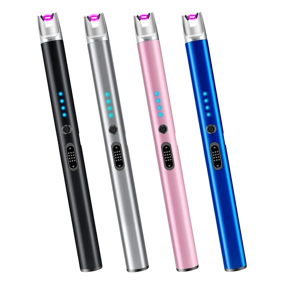 4-Pack Metal Rechargeable Electric Candle Lighter, Flameless Plasma Arc Lighter with Safety Lock, Windproof USB Indoor Lighter for Candle, BBQ, Camping