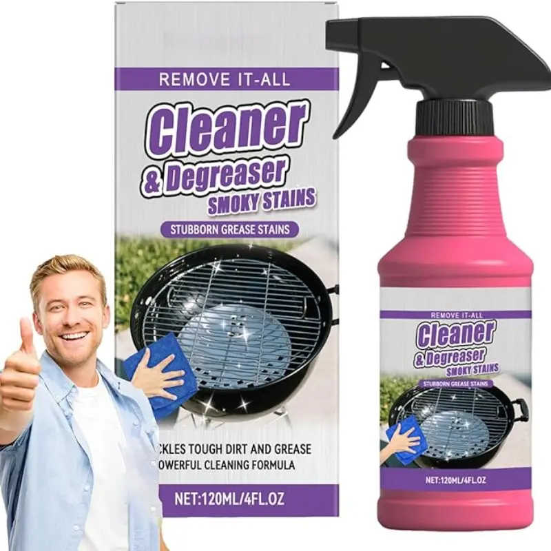 BBQ Grill Cleaner Spray: Fast-acting Heavy-duty Grill Degreaser Spray to Remove Grease - Kitchen Cleaner for Stainless Steel, Smoker, Outdoor Kitchen（1pc,4oz)