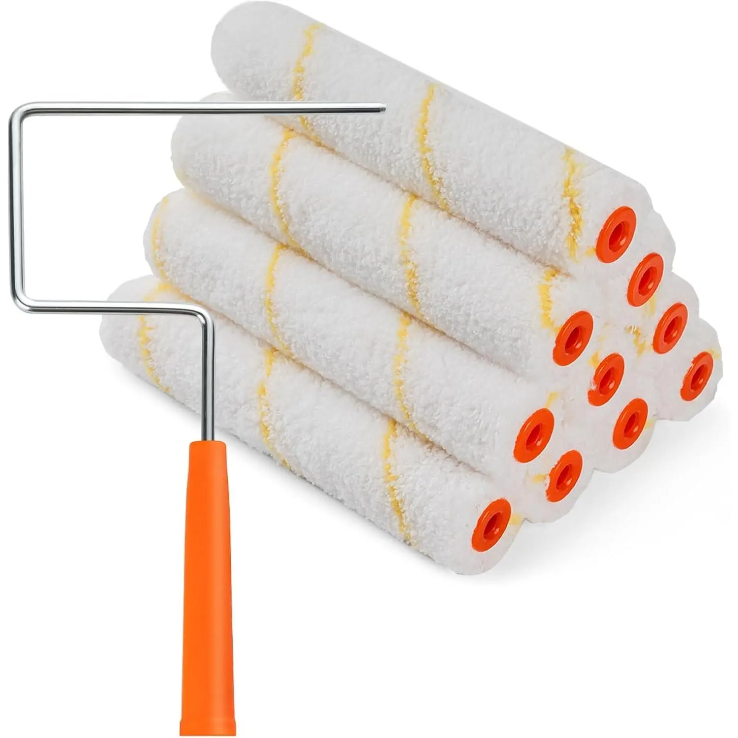 Microfiber 6 Inch Paint Roller Set 10 Pack 3/8 Inch Nap Includes Paint Roller Frame Small Mini Paint Rollers for Wall Painting