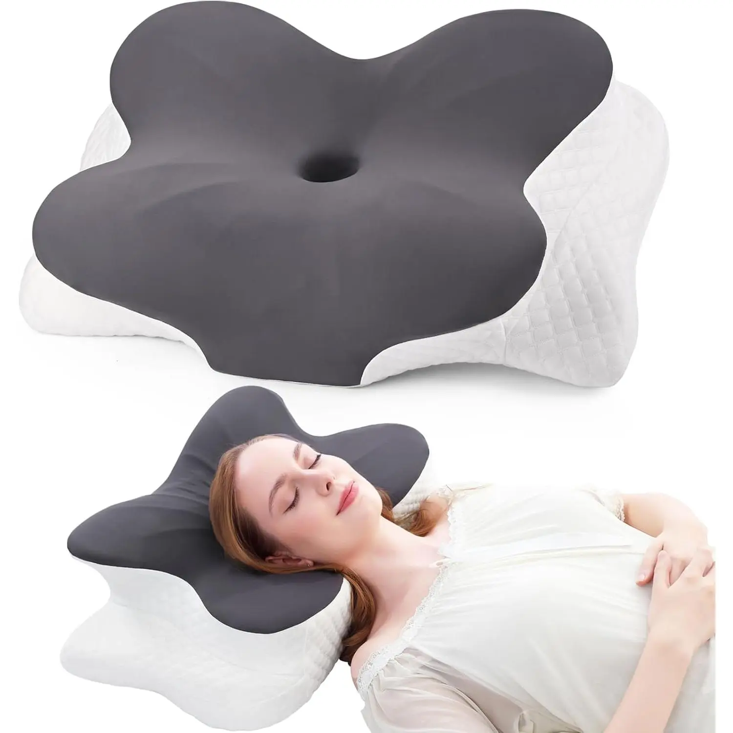 Cervical Pillow for Neck Pain Relief, Pillows, Orthopedic Pillow with Cooling Pillowcase for Side, Back, Stomach Sleepers, Ergonomic Neck and Shoulder