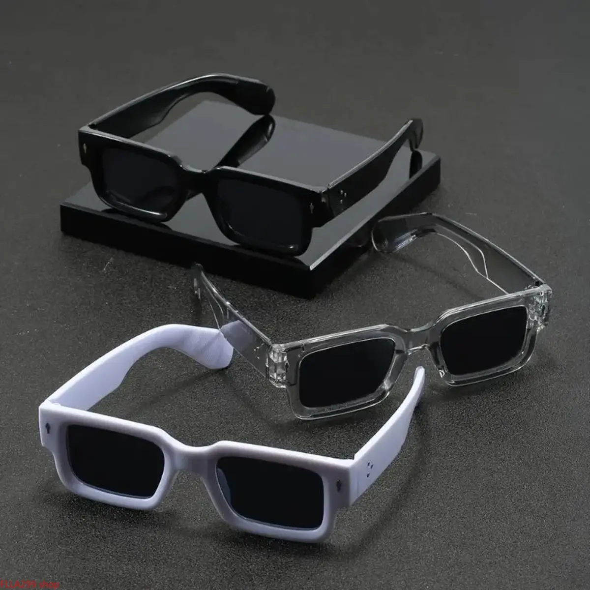 TR90 Nylon Full Rim Small Square Sunglasses Set Of 3, Polarized Anti-Reflective Lenses And Sleek Minimalist Style, Multi-Color Frames Unisex Eyewear For Driving, Daily Use And Festival Present