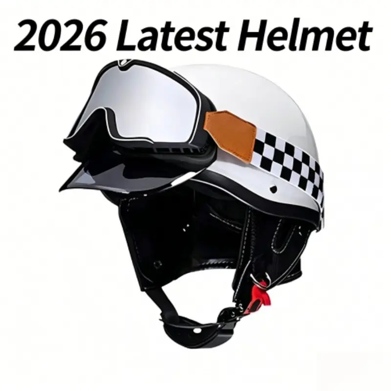 2026 New Summer Motorcycle Helmet, Half Motorcycle Helmets Retro Lightweight Protective Cruiser Helmet, Vintage Cap Brim Helmet, Electric Bike Helmet, Motorcycle Riding Helmet