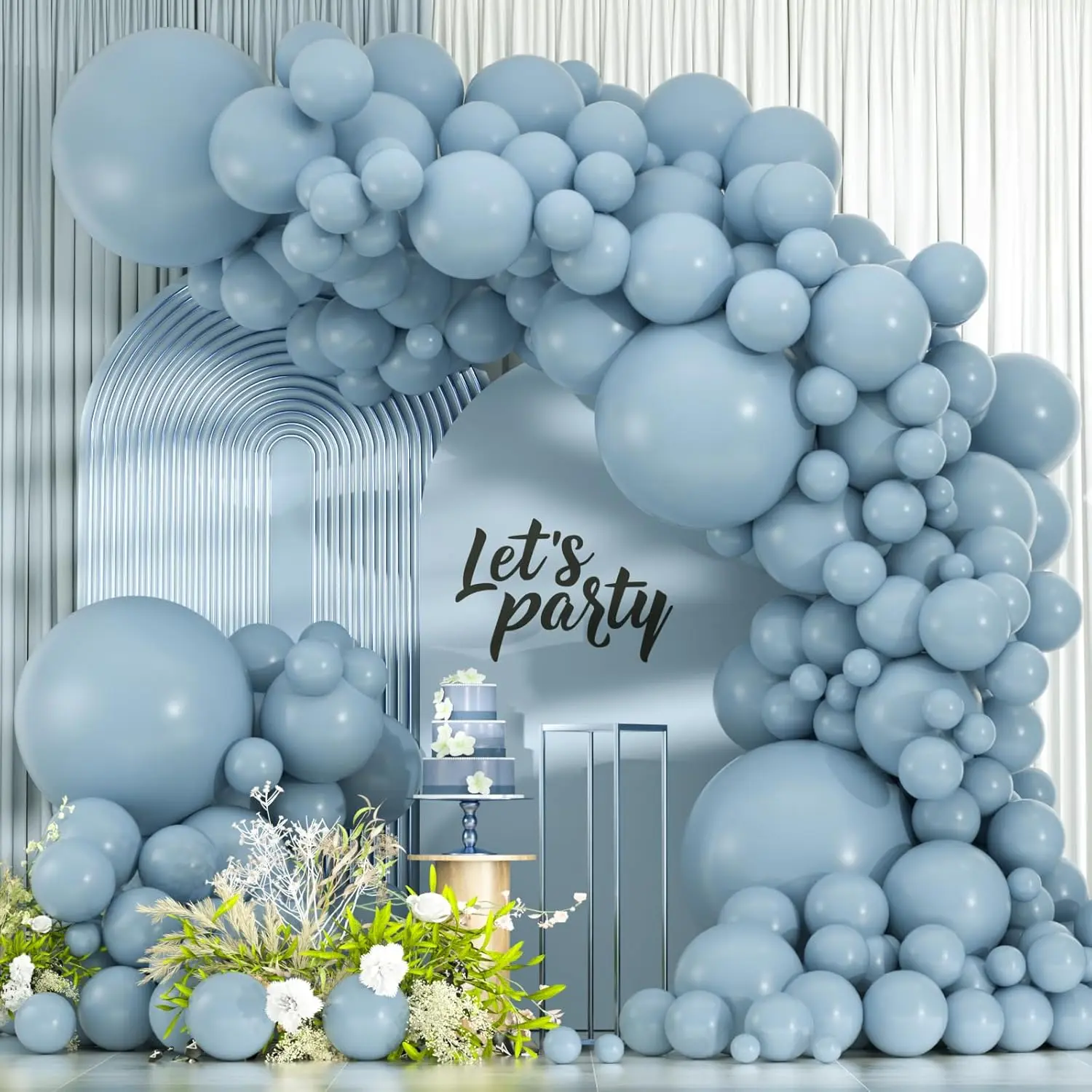 114 count Dusty Blue Balloons Different Sizes, 18 12 10 5 inch Retro Pale  Blue Balloons Garland Arch kit for Birthday Boho  Shower Bachelorette Wedding Party Decorations