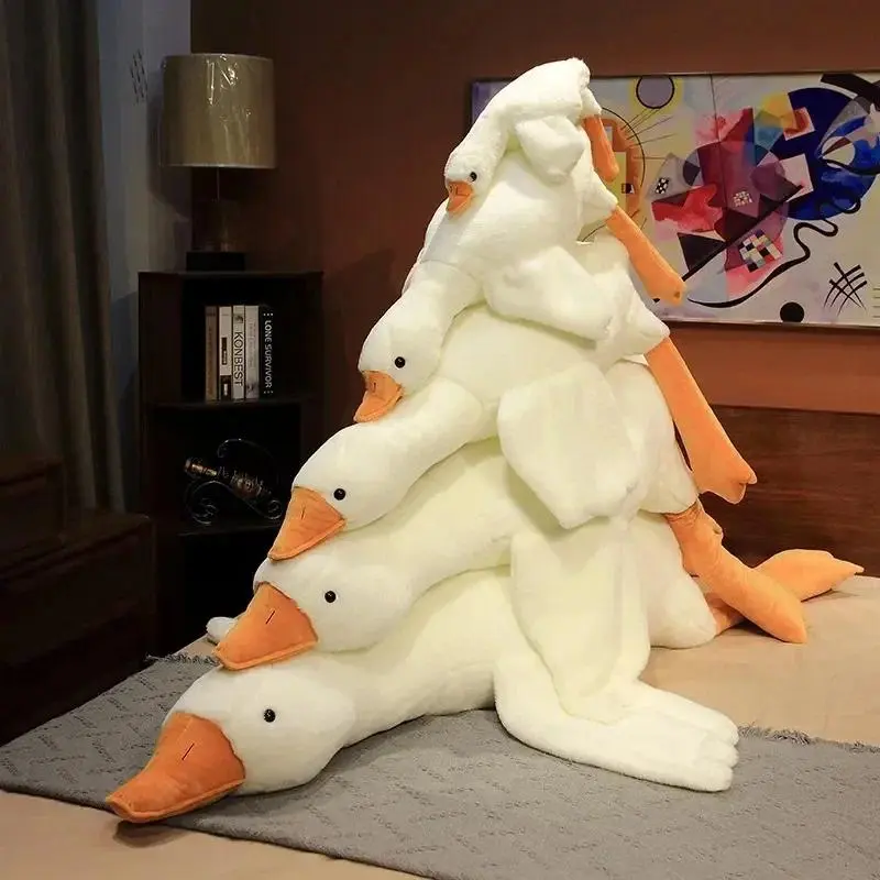 100% Brand New & High Quality Manual 50-130-190cm Cute Big White Goose Plush Toy, Kawaii Soft Stuffed Animal, Kids' Birthday Gift Sleep Pillow Cushion