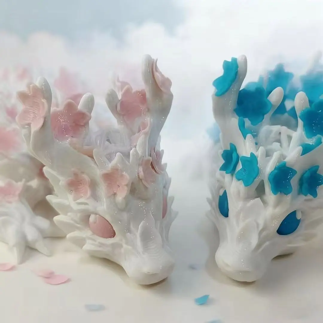 3D Printed Miniature and Cherry Blossom Dragon Model, Bedroom Decoration, Outdoor Decor, Fun Gifts, Party and Desktop Displays, Desktop Decoration Ornament