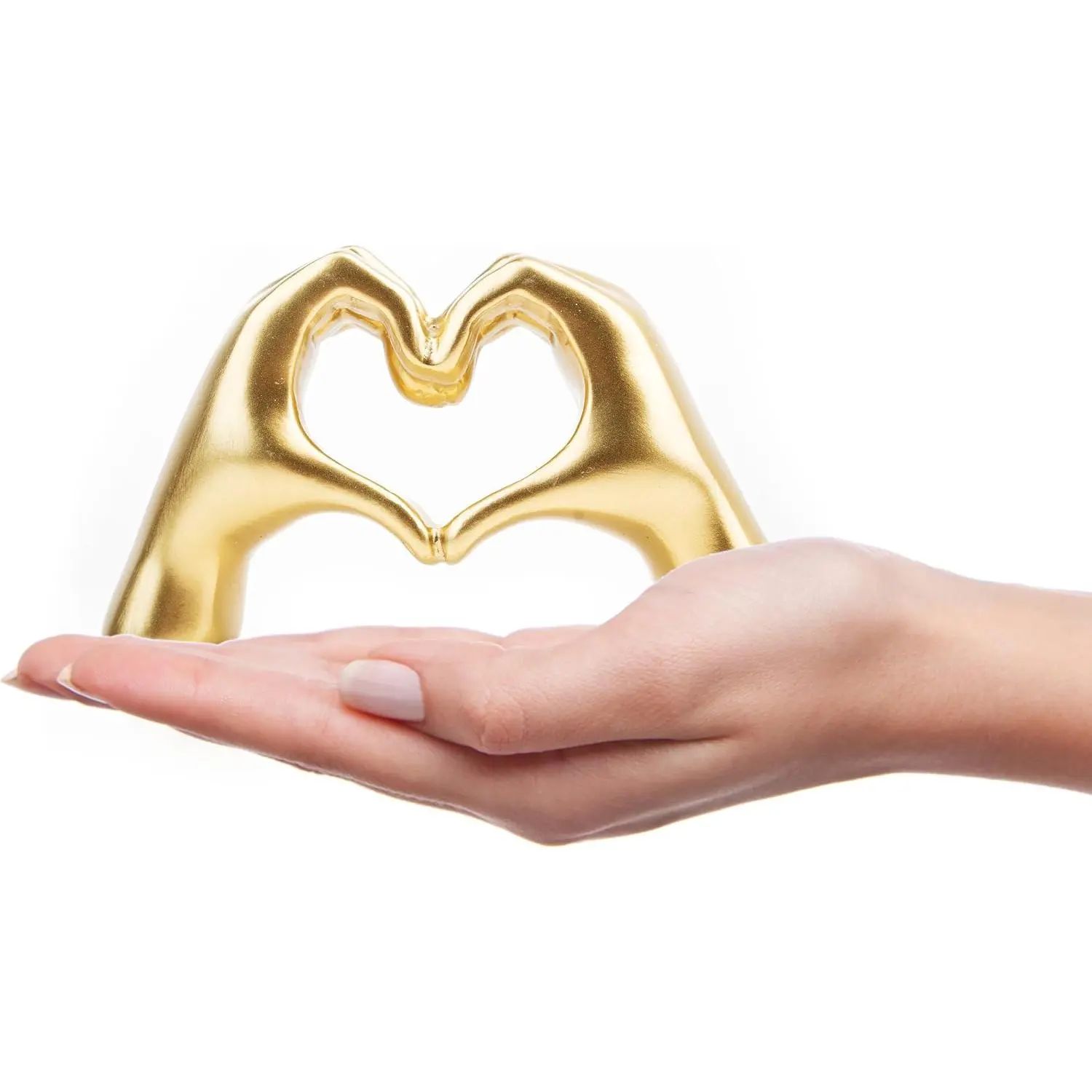 Small Heart Hands Sculpture Decor for Living Room Bedroom Bookshelf Coffe Table and Office Display, Love Finger Statue Modern Aesthetic  Decor,   for Wedding Christmas Birthday ()