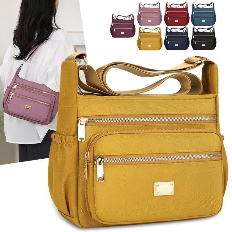 Women's New Oxford Fabric Multi-Compartment Crossbody Bag - Stylish Casual Mom Purse with Adjustable Strap, Secure Zipper Closure, Practical Lightweight Design for Work Commute, Daily Use