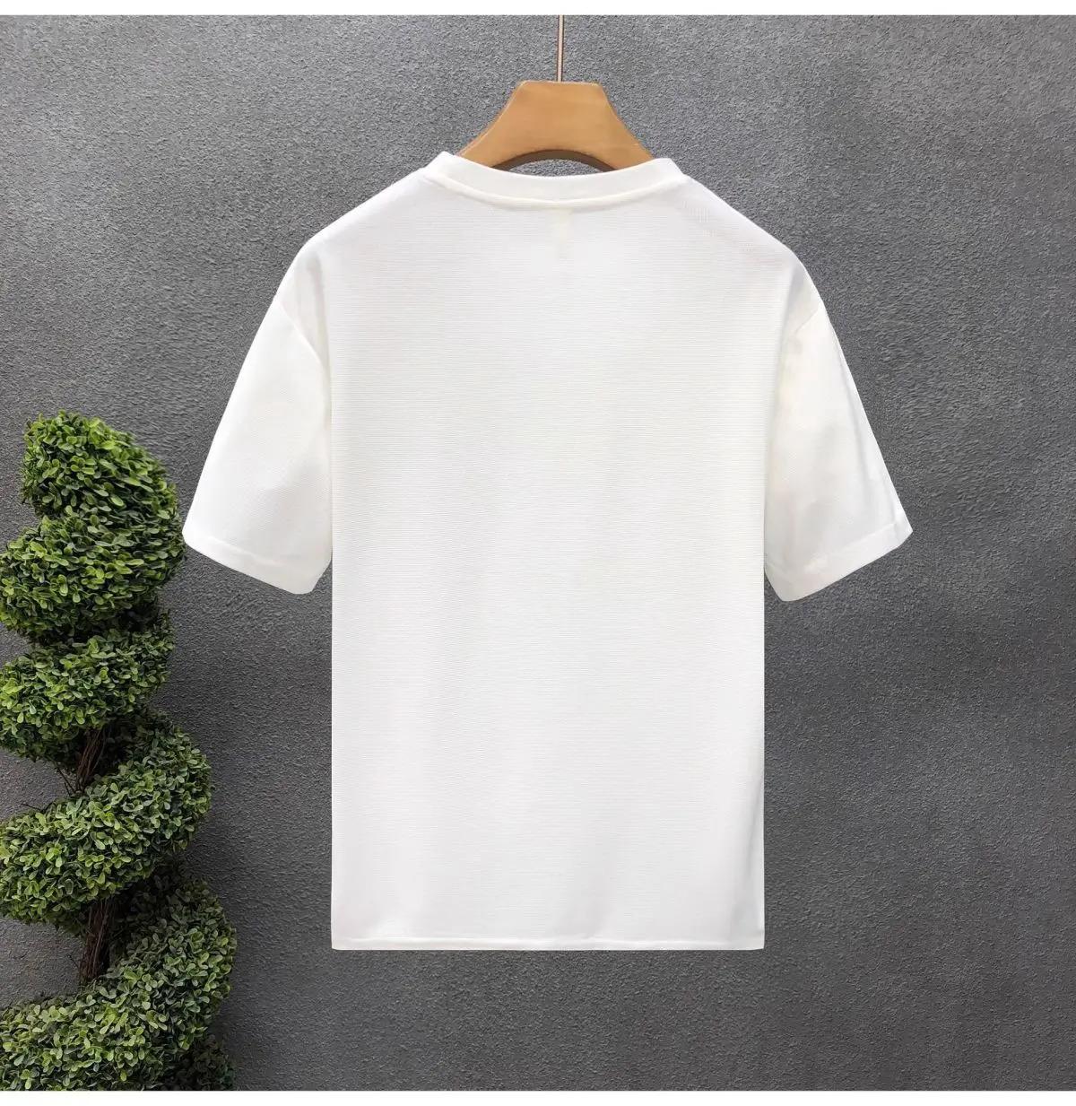 Men's Trendy Summer Short-sleeved Handsome Half-breasted T-shirt New Summer Striped Half-sleeved