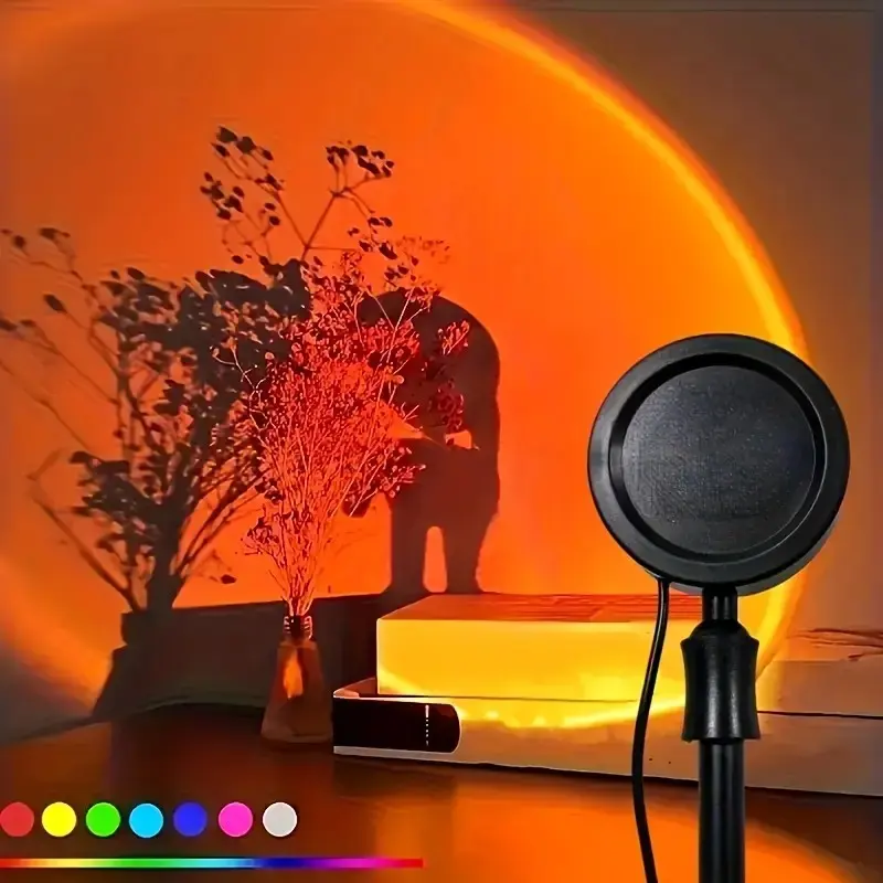 Sunset Projector Lamp, Adjustable Angle LED Ambient Light, Bedroom Living Room Decor, Home Photography Lighting, Warm Atmosphere