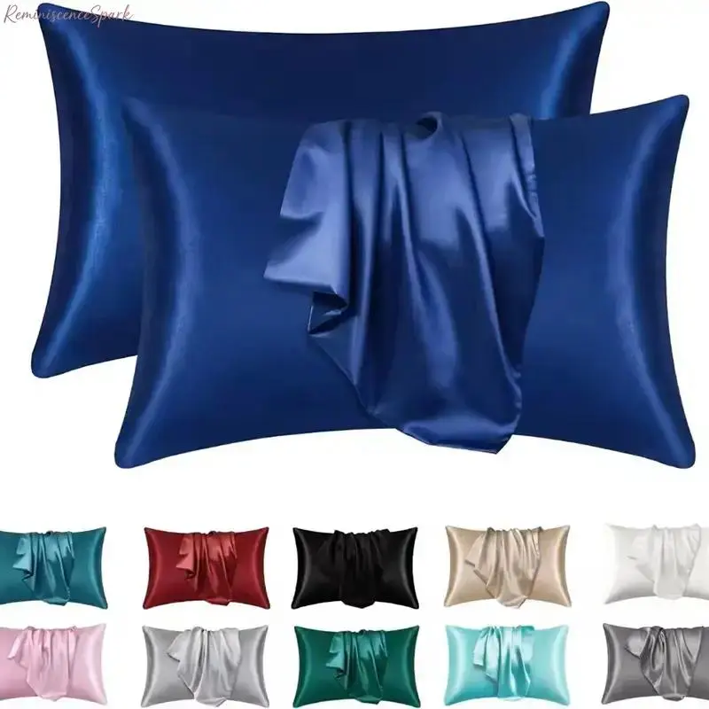 2-Pack Silky Satin Pillowcases for Camping & Hiking Hammocks, Smooth Finish Cooling Bed Linens, Skin & Hair Friendly Covers, Soft Breathable Bedding Accessory, Frizz Control, Ideal for Bedroom Sleep, Unisex