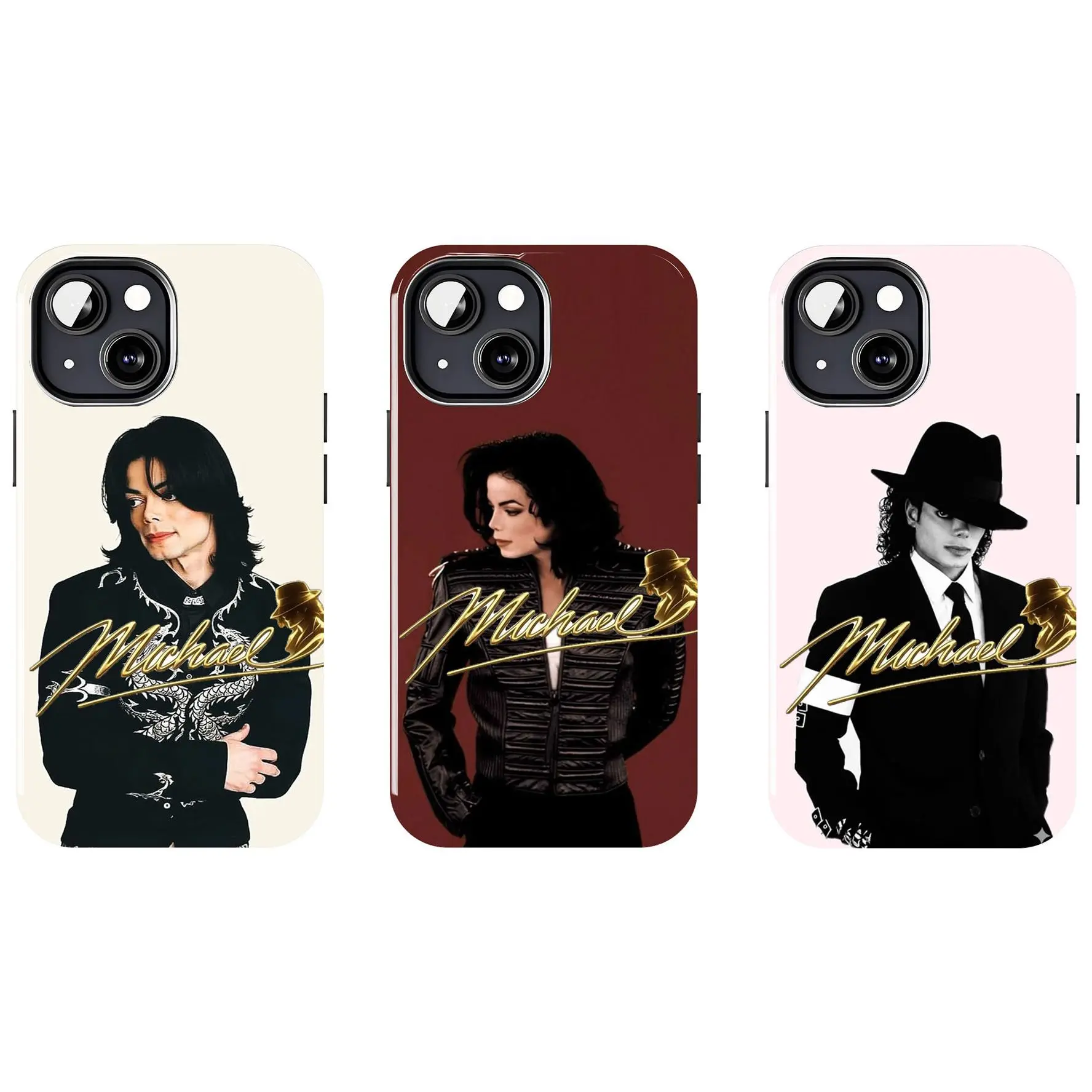 Golden Michael Signature Jackson MJ Glossy Phone Case For IPhone 17-11, Pro Max, Pro Plus, and Samsung S26-23 Safety Two-In-One Case Protection Safety Case