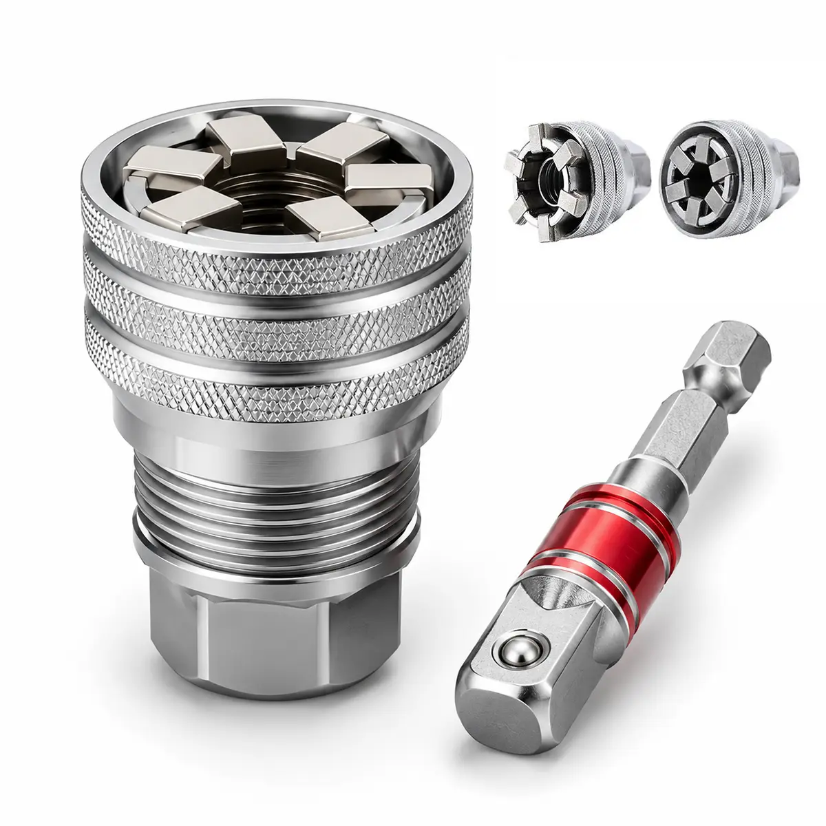 Universal Socket Wrench, Adjustable Grip Socket with 3/8" Drill Adapter, Fits 10-19mm Nuts & Bolts, Repair Tool for Home, Garage & DIY Projects