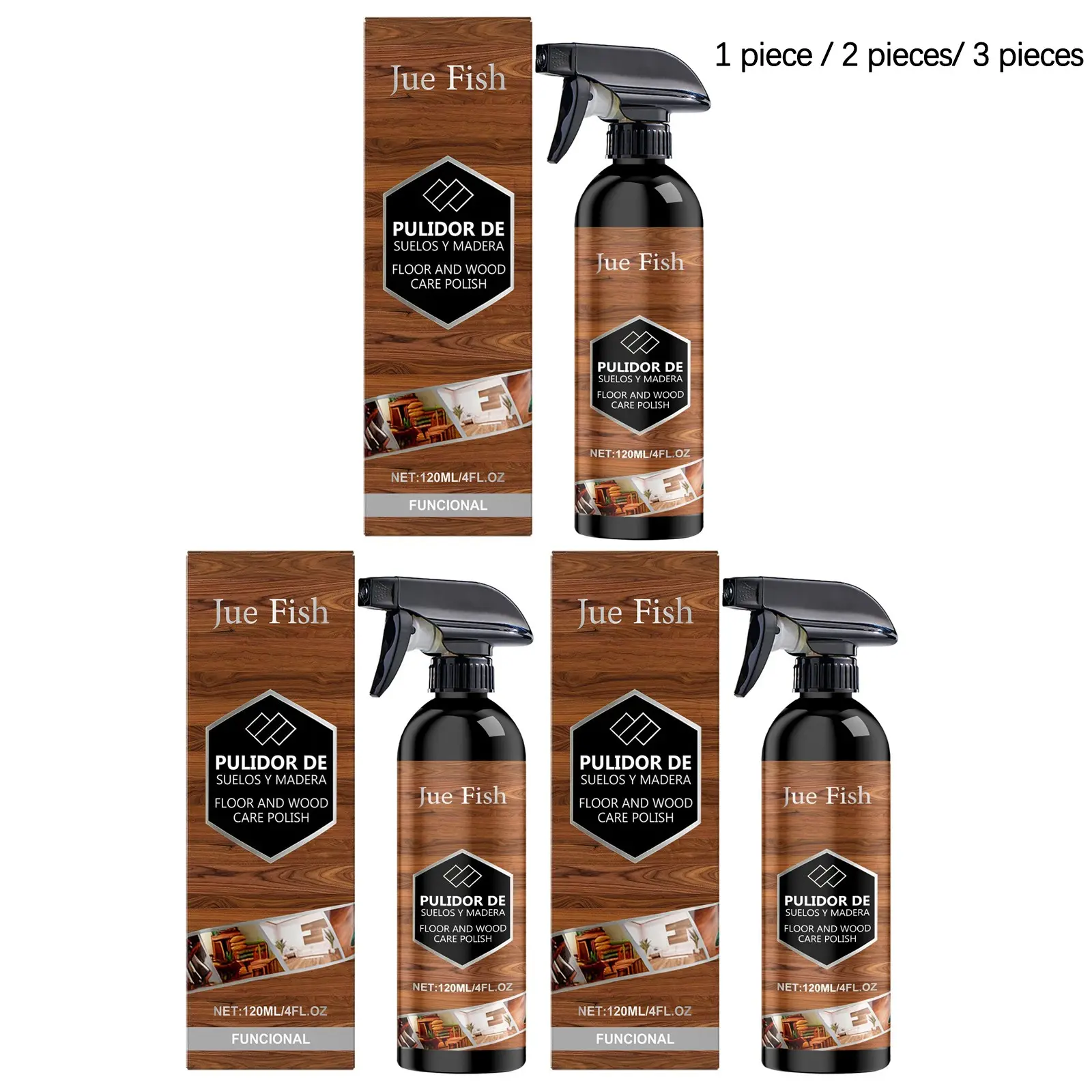 Wood Floor Care Agent (120ML/120ML*2/120ML*3), Gentle Cleaning Polish, Brightening Cleaner, Suitable for Wooden Floors and Furniture