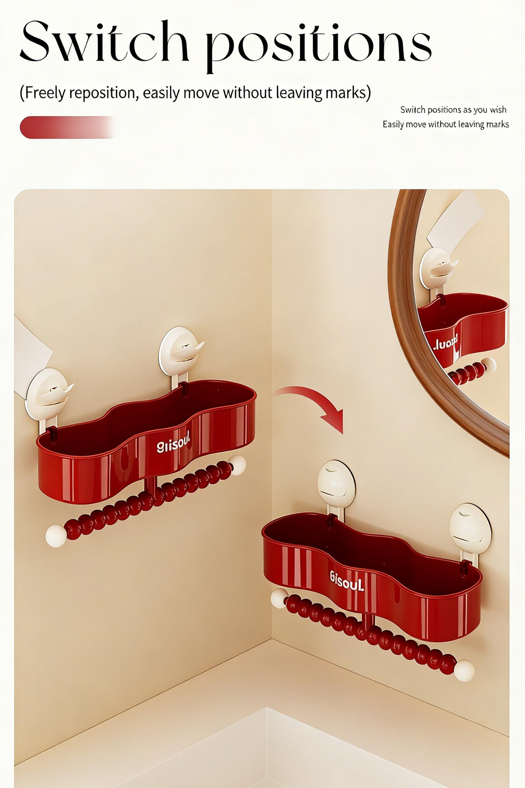 Wall-Mounted Storage Basket for The Bathroom, Designed for Various Uses, Featuring Suction Cups for Holding Hair Additions And Toiletries, a Modern Organizer, Shelf Baskets