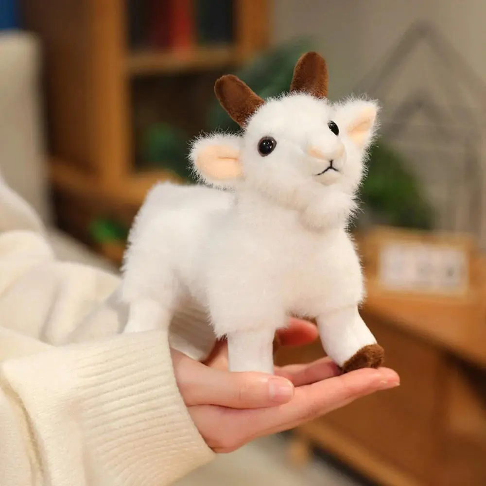 Lifelike Animal Form Plush Toy Keyring - 15cm Simulation Black & White Goat Functional Key Ring Holder, Budget-Friendly Gift Item for Stress Relief Toys & Hobbies