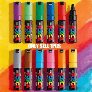 Posca POP Poster Waterborne Pen, 1 Count Colorful Acrylic Marker, Advertising Pen, Large Head Graffiti Pen, Quick Dry Fluorescent Marker, Coloring Markers