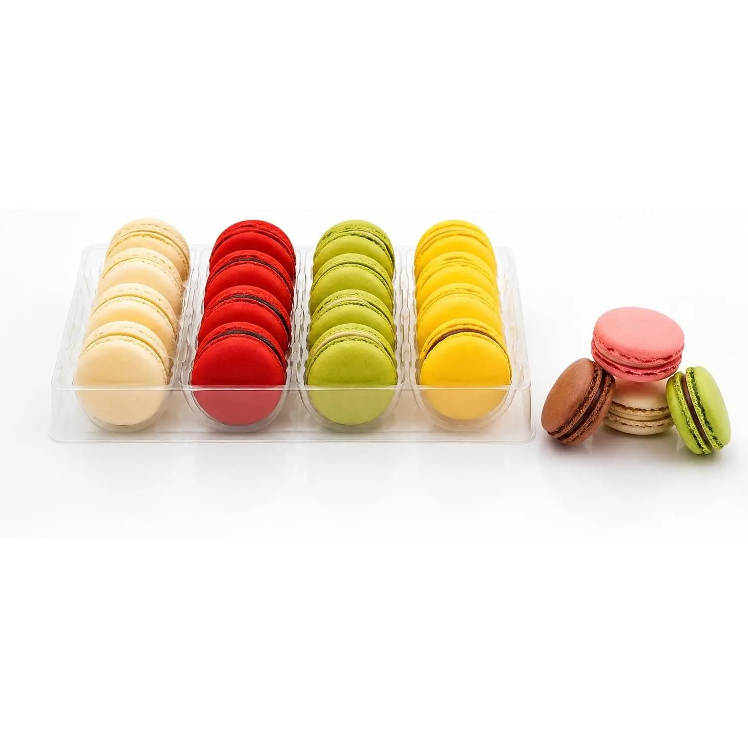 Clear Macaron Cookie Storage and Display Tray - Holds 16 Macarons - Made in France - Pack of 30
