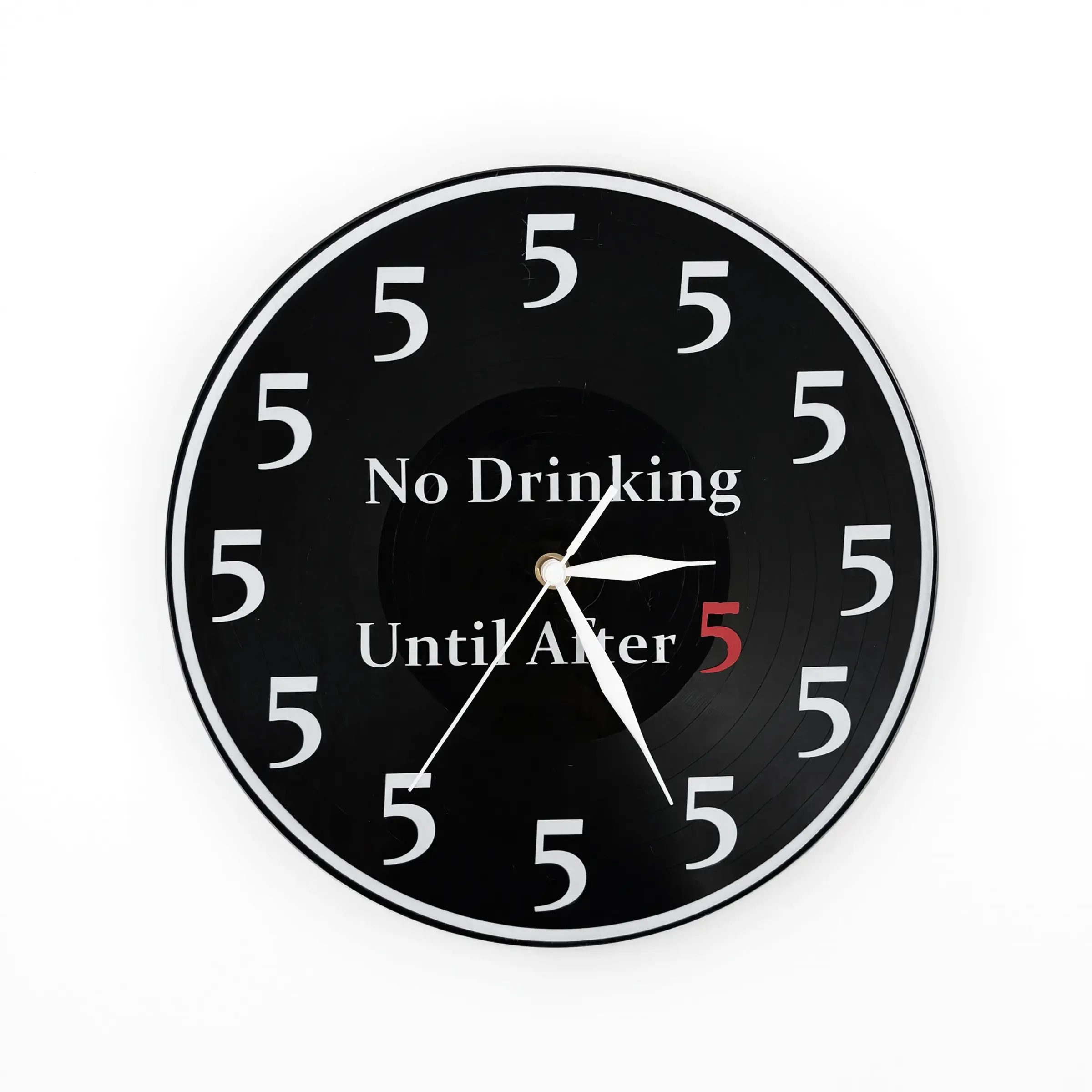 Humorous Vinyl Wall Clock 'no Drinking Until After Five', Lightweight Silent Tick-Free, Perfect for Home Bar Office, Wall Decoration Gift, Funny Wall Clock