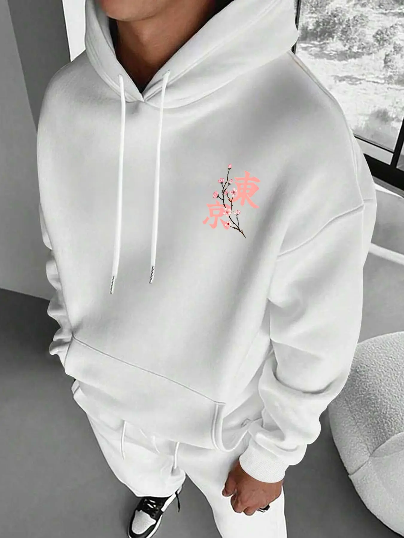 High Street Trendy Men's Hoodie, Drop Shoulder Design, Dragon Pattern Print, Multiple Colors Available, Fall Winter Streetwear Essential