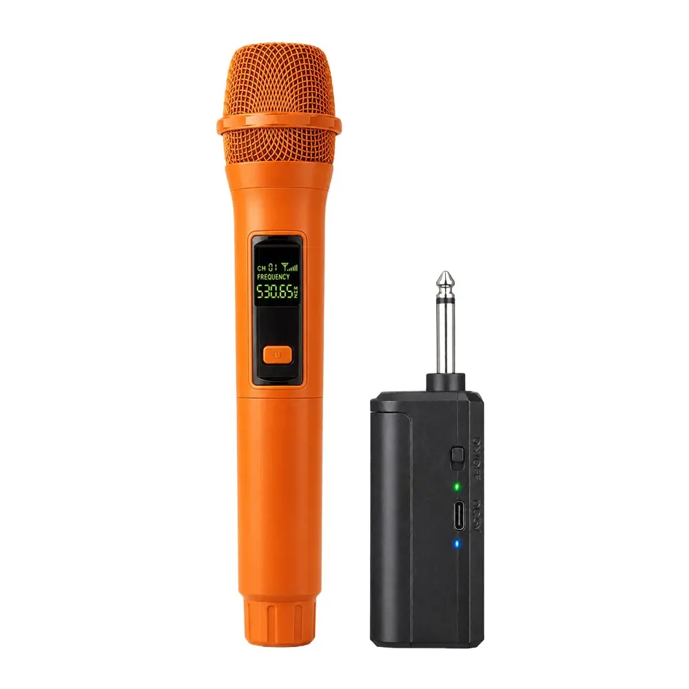 LMBGM W6 2 Mics Wireless Handheld Audio Microphone System, Rechargeable Karaoke Mics with 6.35mm Receiver, Plug and Play for PA Speaker, Mixer, Home KTV, Party, Wedding and Church