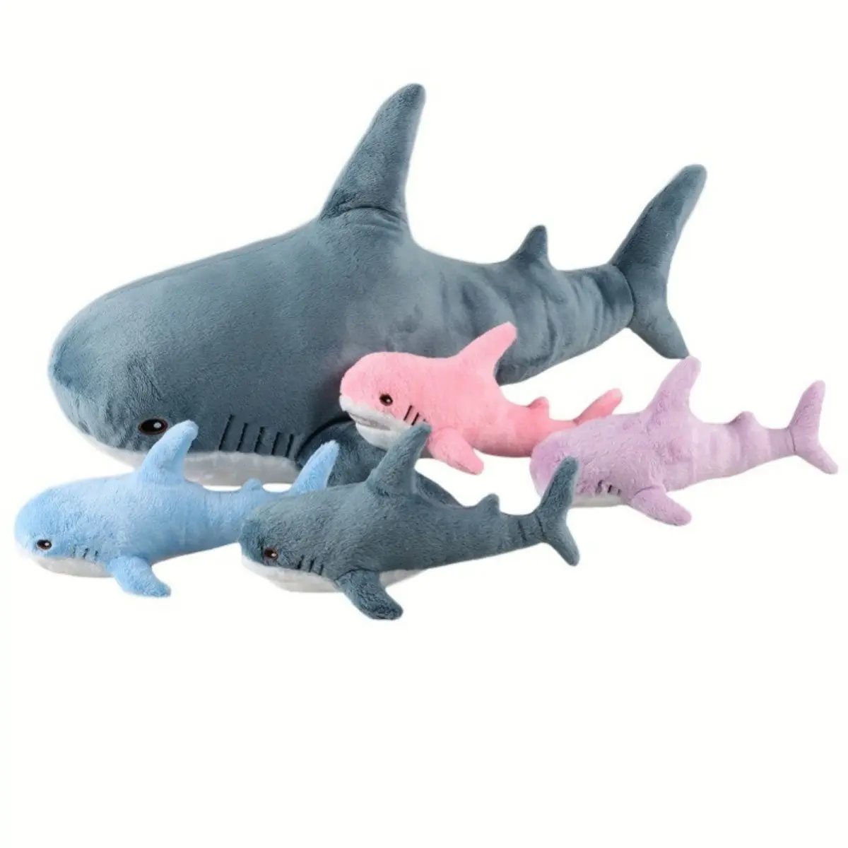 Mom & Baby Shark Plush Set, 1 Mommy Shark with Colorful Baby Sharks, Soft Ocean Shark Stuffed Animal Pillow, Cute Ocean Family Plush Toy Gift, Birthday Stuffed Animal