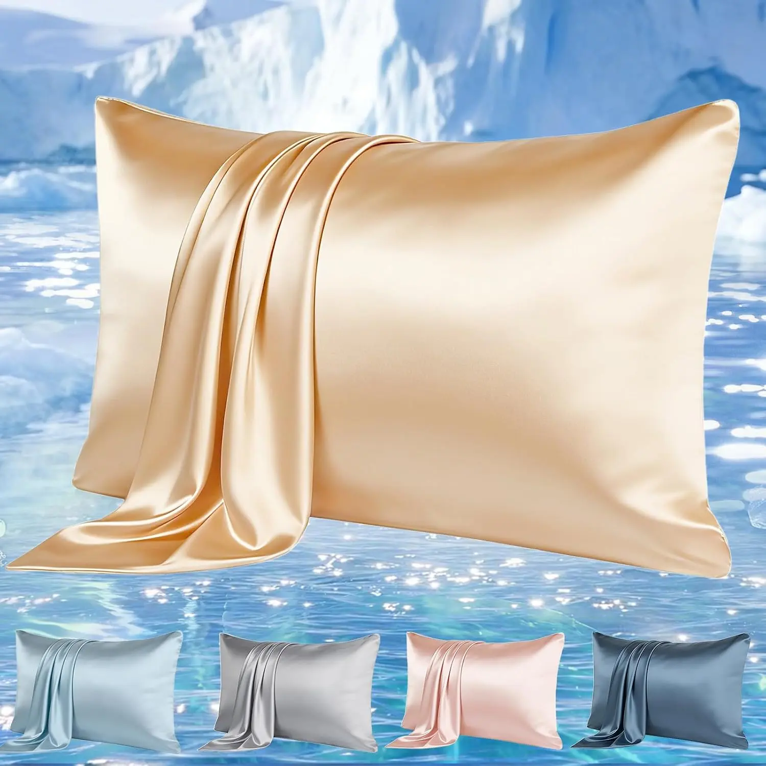 Cooling Pillowcases Set of 2 for Hot Sleeper, Night Sweats Beauty Sleep Reduces Wrinkles, Cool to the  Silky Breathable (Q-Max>0.5) Oeko-TEX Certified  Size 20 x 30 Inches