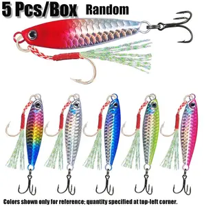 3D Fish Eye Metal Lure, 5 Pieces Per Box, Laser Gold Scales, 4 Weights 7g/10g/15g/20g, 6 Colors, Randomly Shipped, Saltwater & Freshwater Fishing