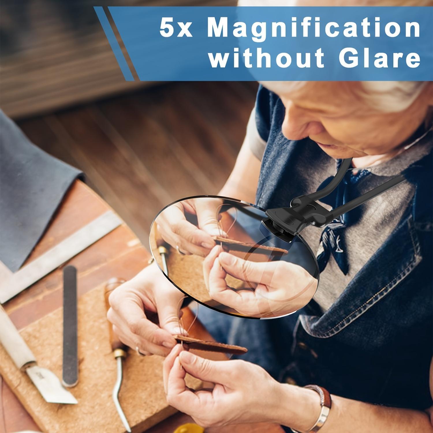 5X Magnifying Glass with Neck Wear and Adjustable Stand Hands Free Reading Magnifier for Elderly Seniors Low Vision Desk Magnifying Glass for Close Work