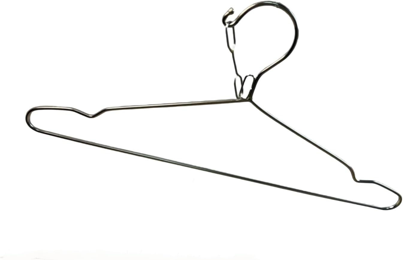 16.5 Wire Hanger 4mm Lockable Hangers 10Pack Stainless Steel Slim Thin Heavy Duty Windproof Lock Hook Metal Space Saving Clothes Hotel Hangers for RV Camping  (10)