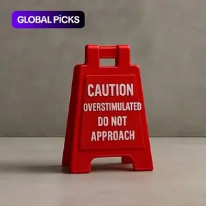 1pc 'Caution Overstimulated - Do Not Approach' Desk Sign, Novelty Funny Desk Ornament for Home Office #GLOBAL PICKS