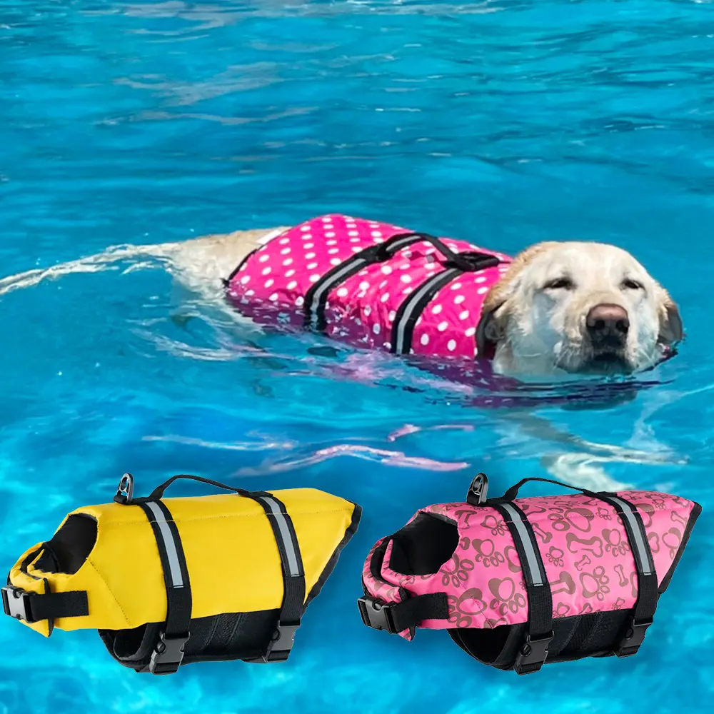 Pet life jacket, pet supplies, dog swimming suit, summer clothing for large and small dogs, dog swimming accessories, multiple sizes.