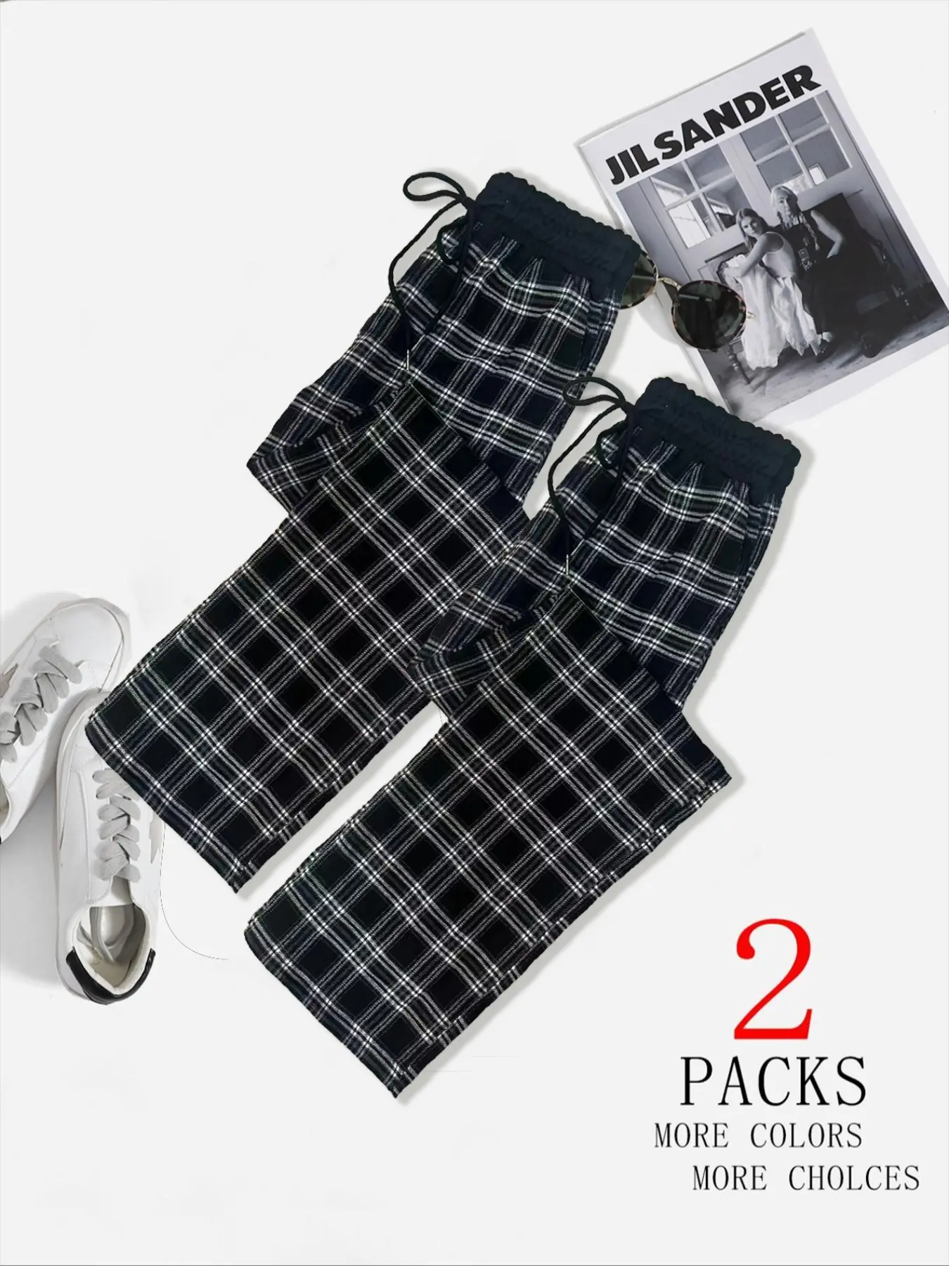 Women's Gingham Pants Plaid Casual Y2K Soft Flannel Trouser Pajama