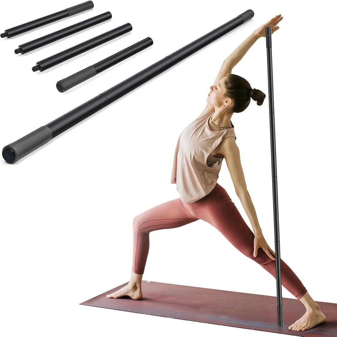 Adjustable Yoga Wand with Ergonomic Design - Functional Unisex Mobility Stick for Stretching, Pilates, and Balance Fitness