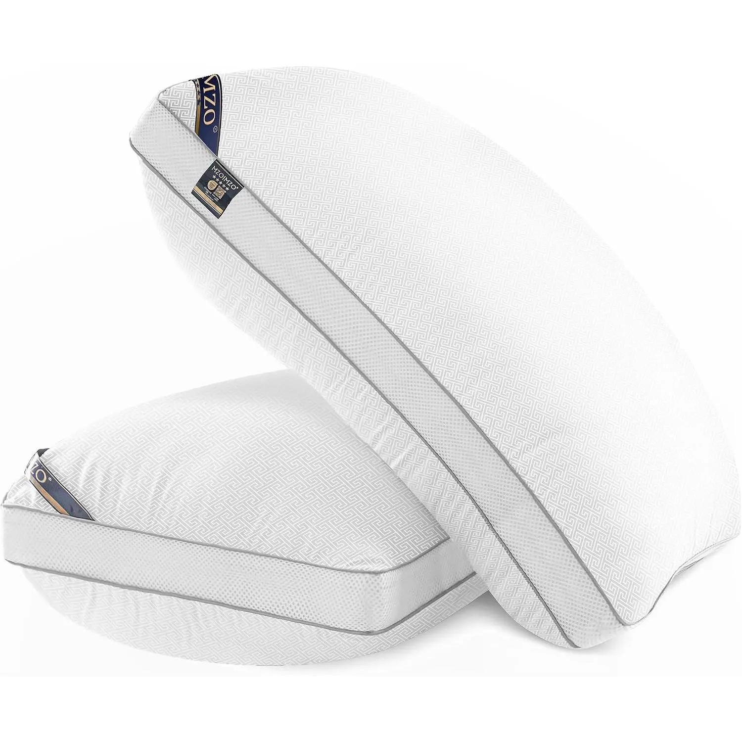 Luxury Comfy Bed Pillows for Sleeping- Firm King Size Set of 2, Gusseted Cooling Side Mesh with Down Alternative Filling for Back, Stomach or Side Sleepers