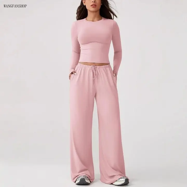 Women 2 Piece Long Sleeve Loungewear Pajama Set, Soft Skin Friendly Breathable Tee & Loose Wide Leg Drawstring Pants, Wrinkle Resistant All Season Casual Outfit for Daily Home Airport Travel Errands Wear,Rapper,Costume,Set with Chains,cosplay,accessory,
